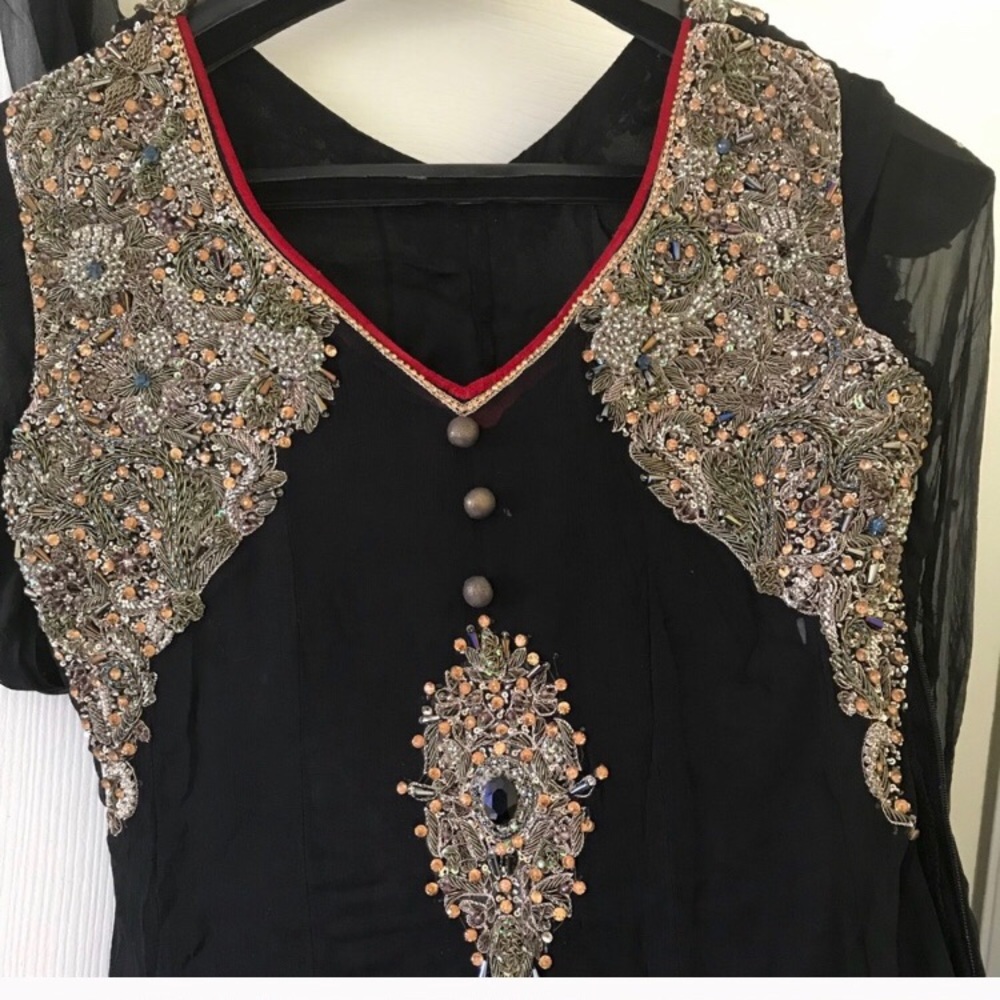 Black pure chiffon anarkali maxi dress